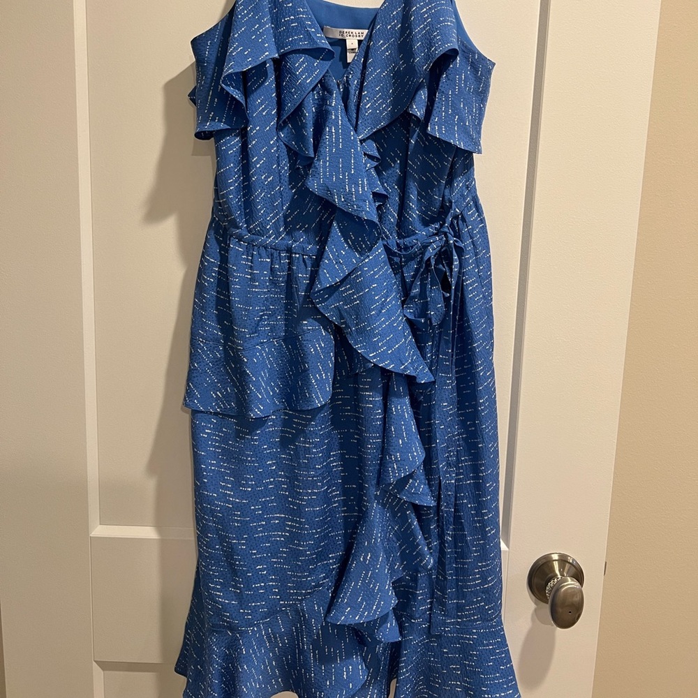 DEREK LAM 10 Crosby Ruffle Wrap Dress Printed Silk